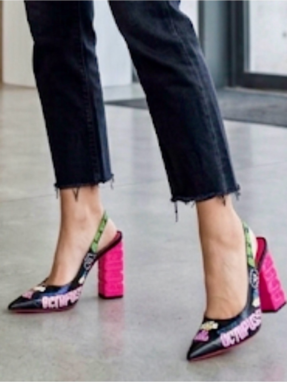 GCDS Graphic Slingback - Hot Pink Block Heel Size 39